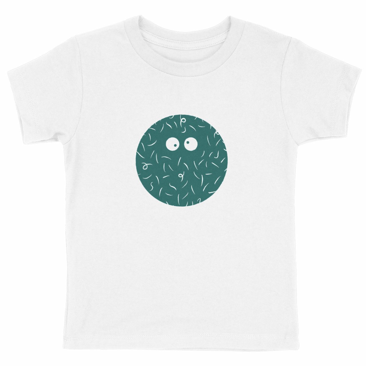 T-shirt enfant Georges à plat, coloris blanc, illustration Les Claudies