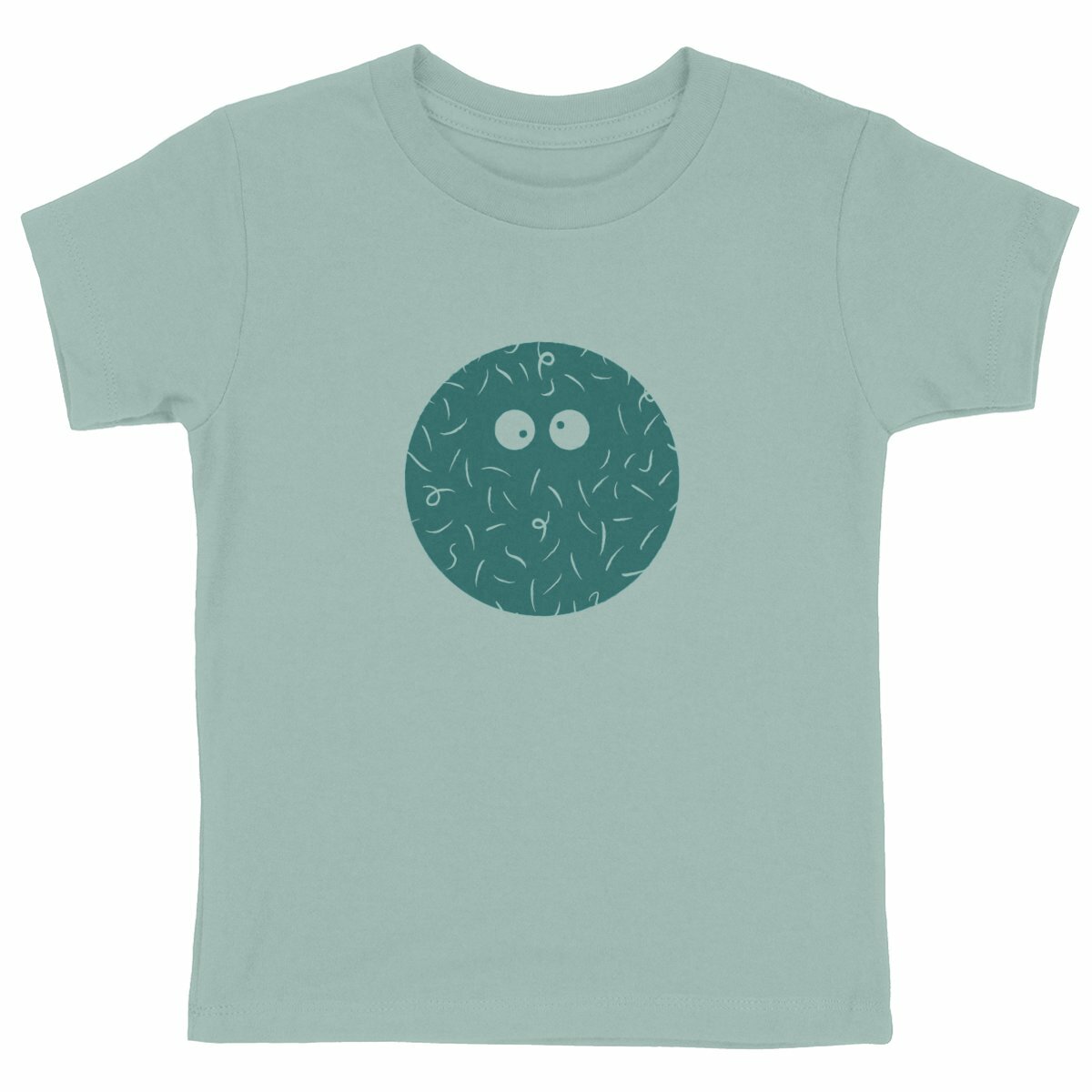 T-shirt enfant Georges à plat, coloris vert, illustration Les Claudies