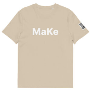 T-shirt MaKe QR coloris sable, vue de face avec le mot MaKe imprimé